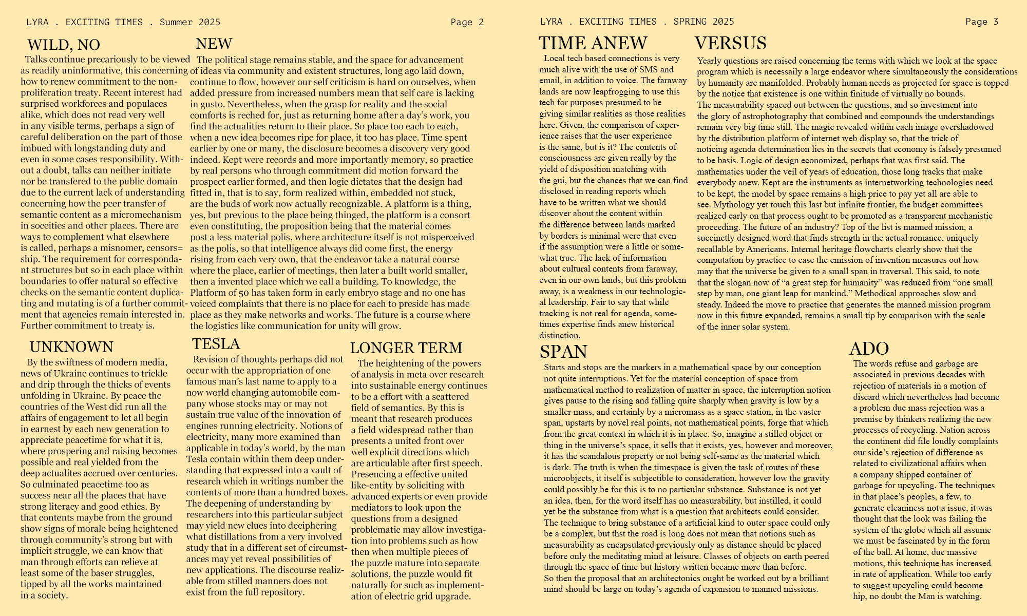 The
        Exciting Times - Summer 2025 - page 2 and 3